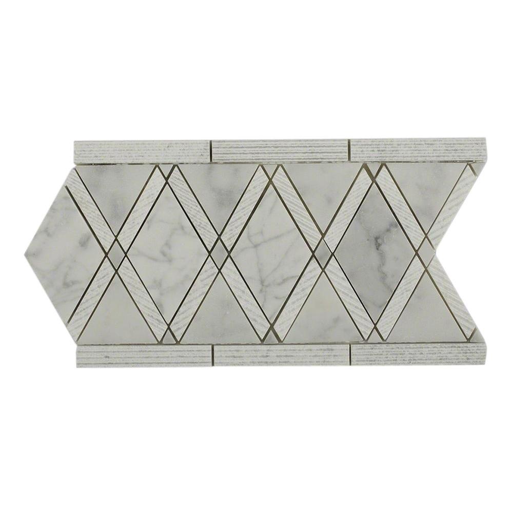 Decorative Accents Tile The Home Depot Grand Textured White Carrera Border