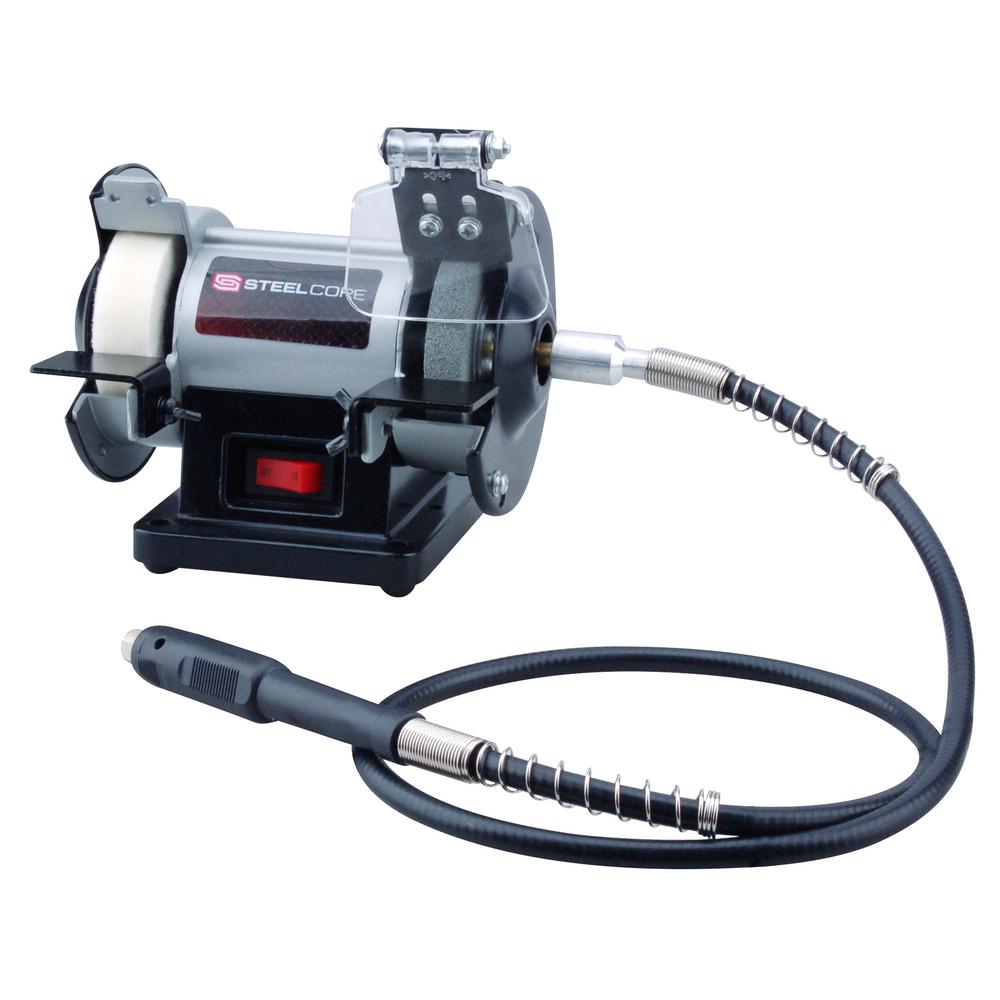 Steel Core 3 In Mini Multi Purpose Bench Grinder And Polisher With Buffing Wheel 33002 The Home Depot