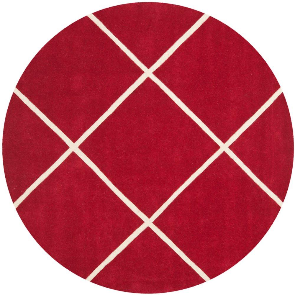 Safavieh Chatham Red/Ivory 7 ft. x 7 ft. Round Area RugCHT720G7R The Home Depot