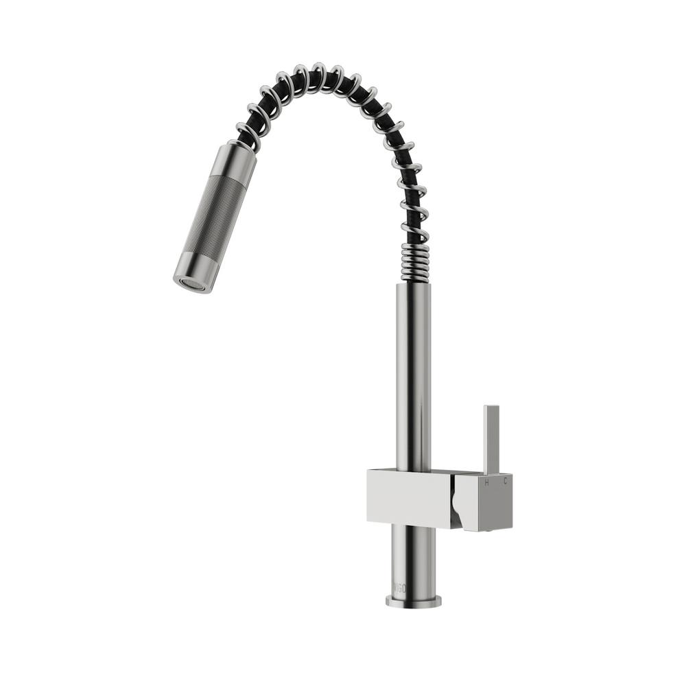 VIGO Single Handle Pull Out Sprayer Kitchen Faucet In Stainless