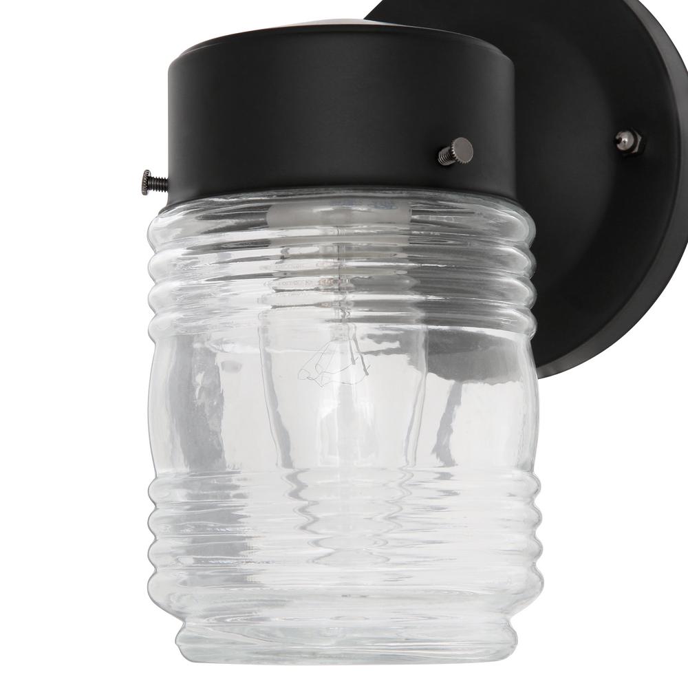 Porch Lights Lantern JellyJar Matte Black 1Light Wall Light Outdoor
