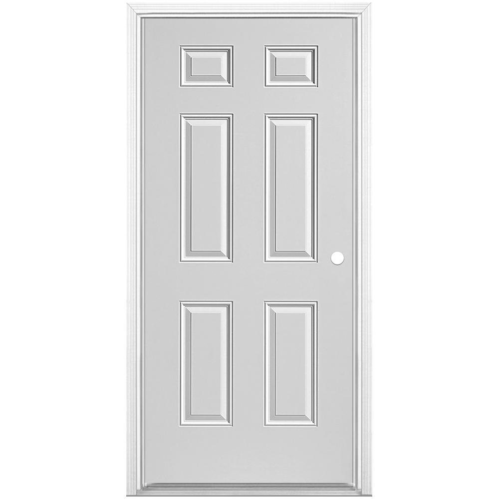 Masonite 32 In X 80 In Utility 6 Panel Left Hand Inswing Primed
