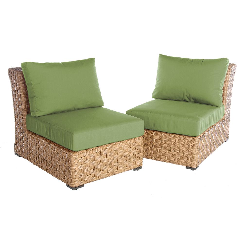 Ae Outdoor Elizabeth 2 Piece Wicker Patio Seating Set With Spectrum Cilantro Cushions C340301sci The Home Depot