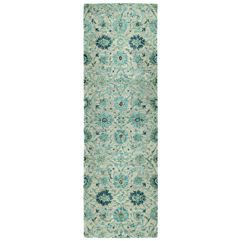 Kaleen Global Inspiration Turquoise 3 ft. x 8 ft. Runner RugGLB0678 2