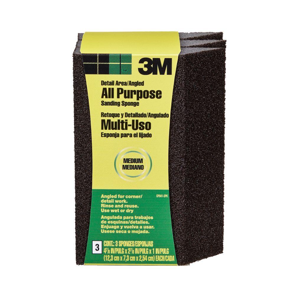 3M 27/8 in. x 47/8 in. MediumGrit Single Angled Sanding Sponge (3