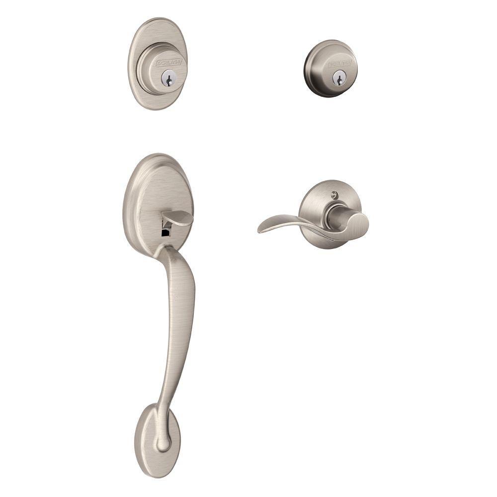 Schlage Plymouth Satin Nickel Double Cylinder Deadbolt with Accent Lever Door... by Schlage