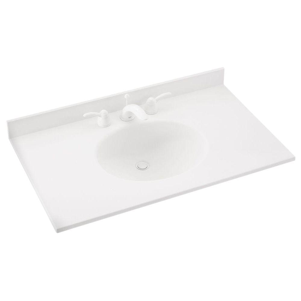 Swan Ellipse 25 in. W x 22 in. D Solid Surface Vanity Top with Sink in