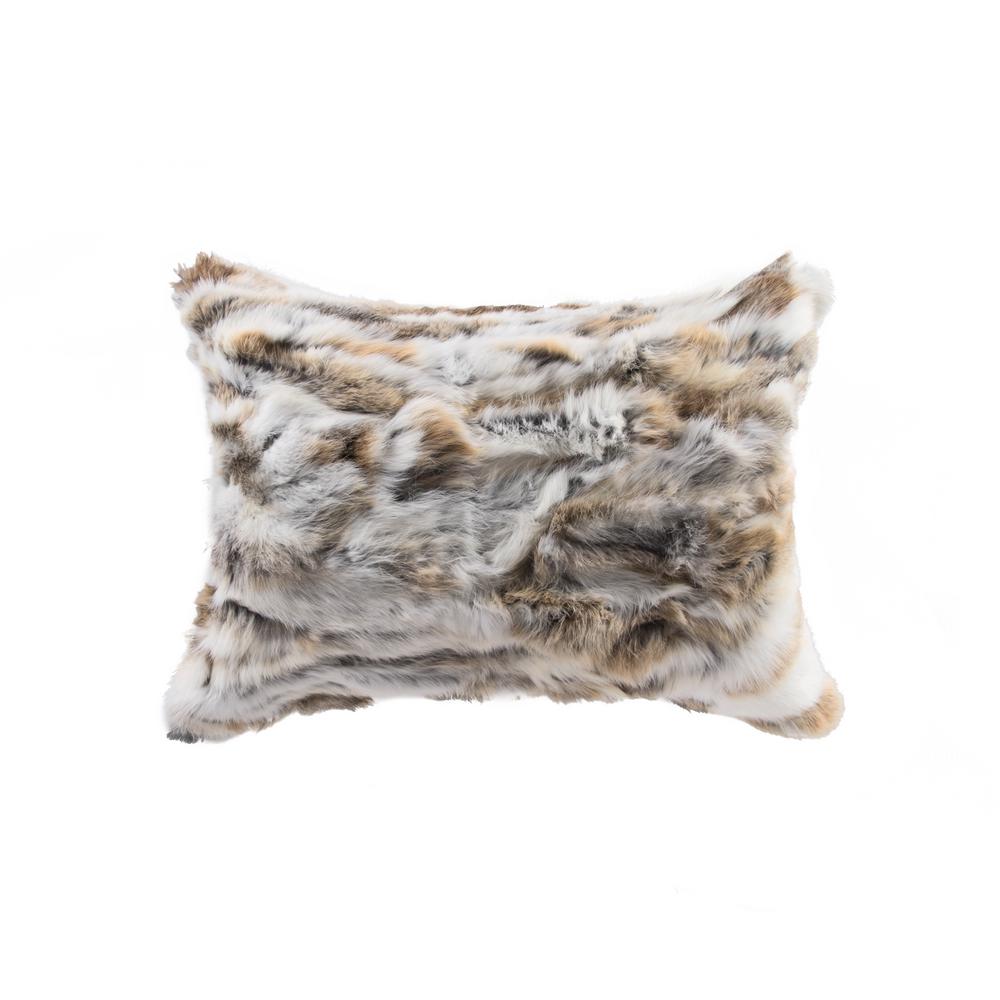 Natural Rabbit Fur Tan White Animal Print 12 In X 20 In Throw