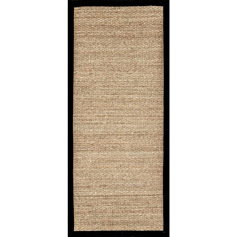 nuLOOM Elijah Seagrass with Border Black 3 ft. x 10 ft. Runner Rug