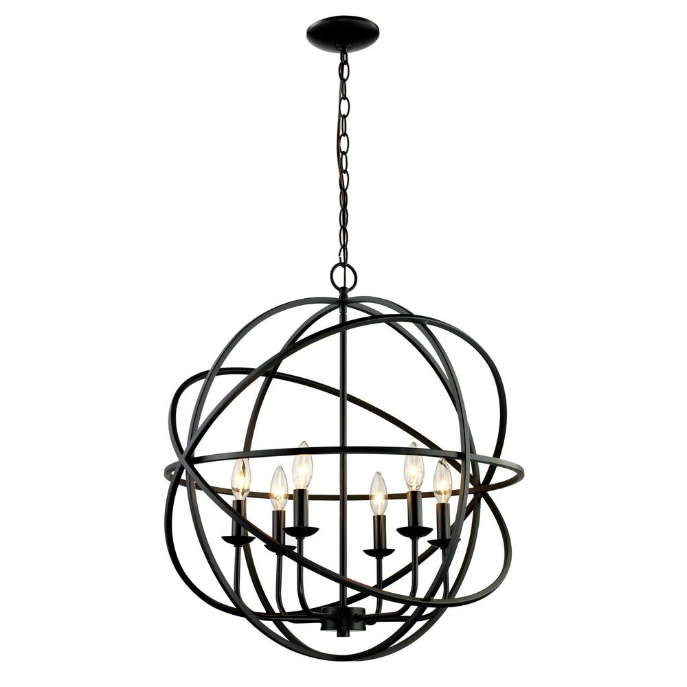 Bel Air Lighting Pendant Lights The Home Depot 6 Light Rubbed Oil Bronze Pendant