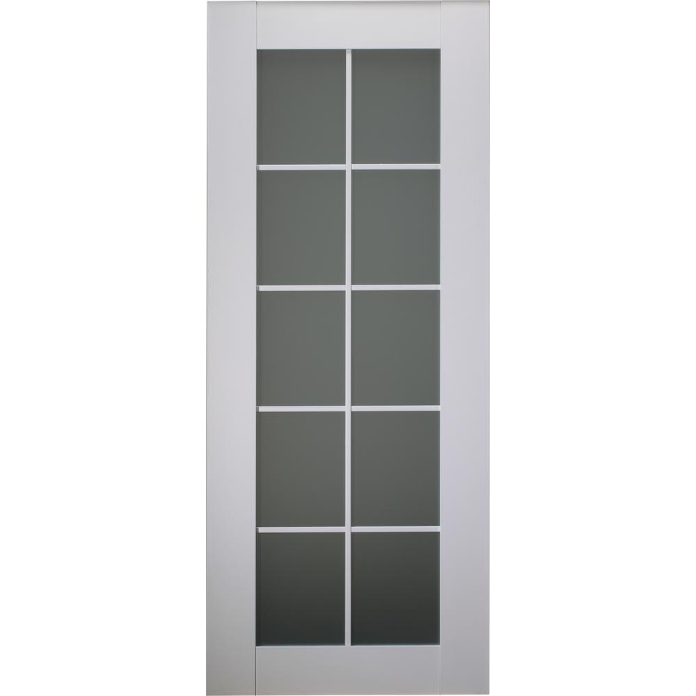 Belldinni 24 In X 80 In Smart Pro Polar White Solid Core Wood 10 Lite Frosted Glass Interior Door Slab No Bore