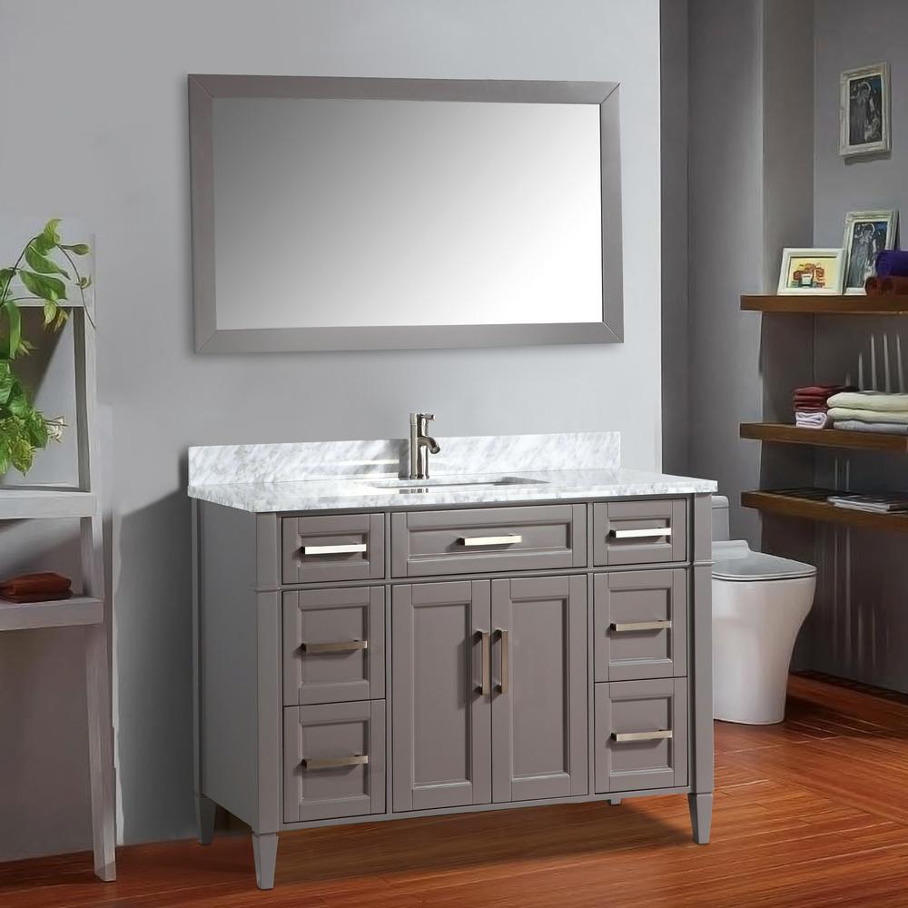 Vanity Art Savona 60 In W X 22 D 36 H Bath Grey With Top White Basin And Mirror