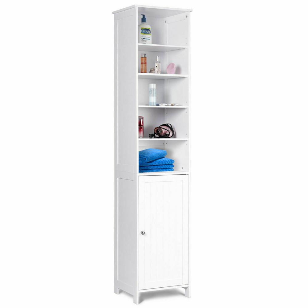 Costway 13 5 In W Bathroom Tall Floor Storage Cabinet Free