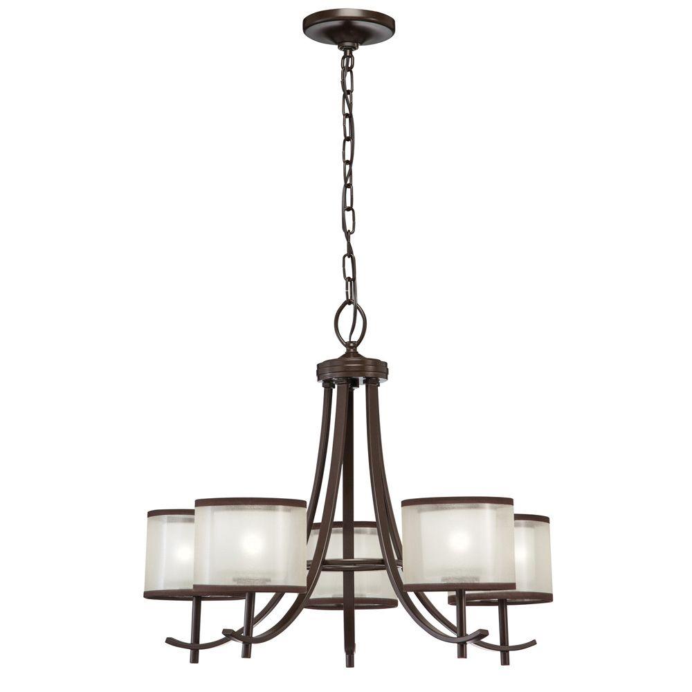 Hampton Bay 5Light Bronze Ceiling Chandelier with Organza Shade89547