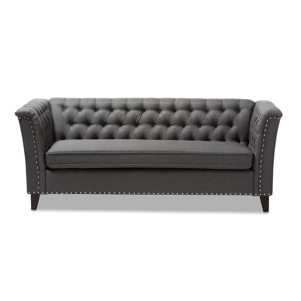 Baxton Studio Prima 3 Seater Gray Fabric Upholstered Sofa 28862 7741 Baxton Studio Prima 3 Seater Gray Fabric Upholstered Sofa