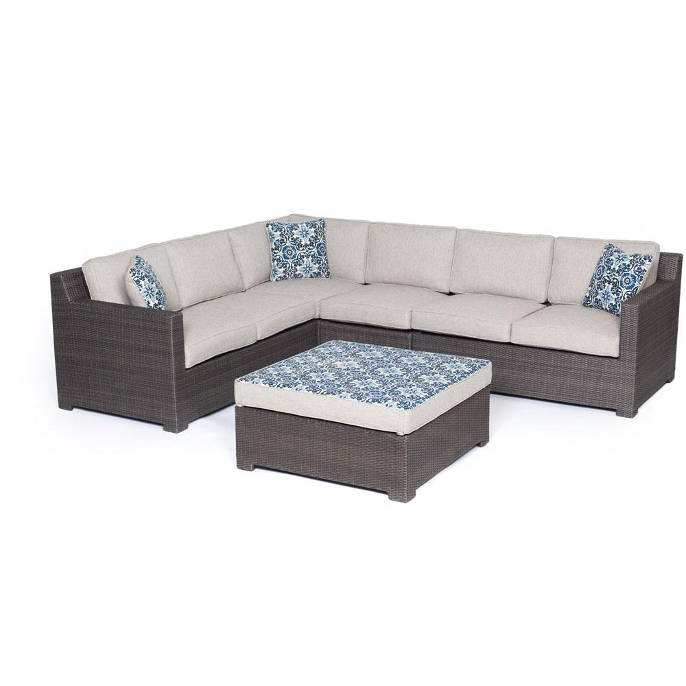 Agio Modena 5 Piece Wicker Patio Sectional Seating Set With Gray Agio Modena 5 Piece Wicker Patio