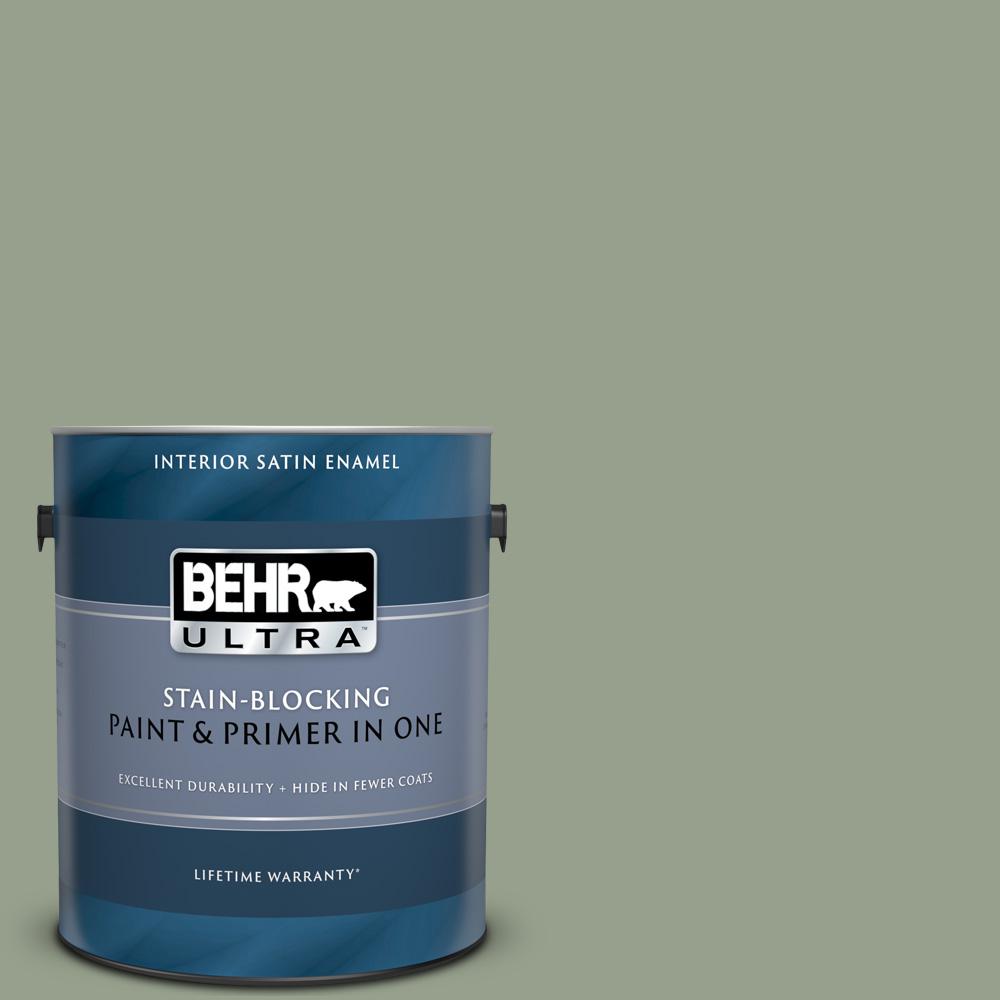 BEHR ULTRA 1 gal. N3904 Bitter Sage Satin Enamel Interior Paint and