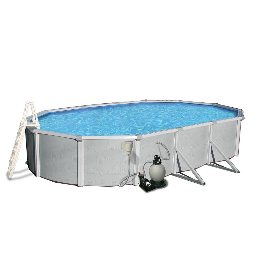 blue wave rugged steel round metal wall swimming pool package