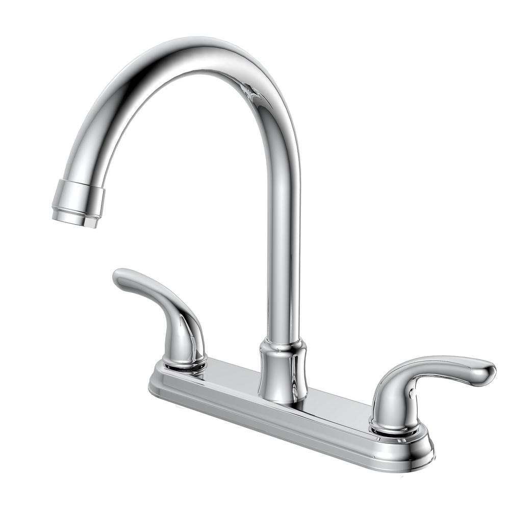 thumbnail image 2 of Glacier Bay Constructor 2-Handle Standard Kitchen Faucet, Chrome - Centerset, Low Arc 2 of 3