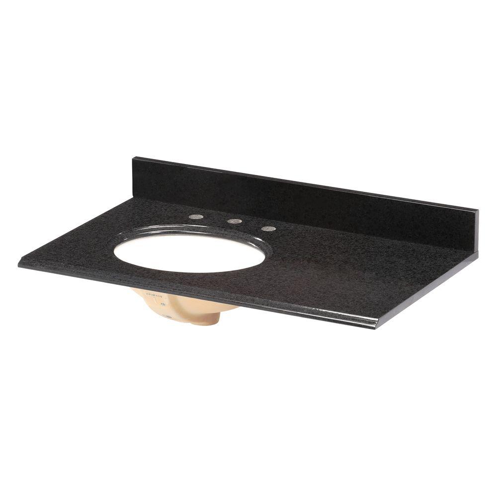 Sink On Left Side Vanity Tops Bathroom Vanities The Home Depot Granite Vanity Top In Black With Offset Left White Basin 8