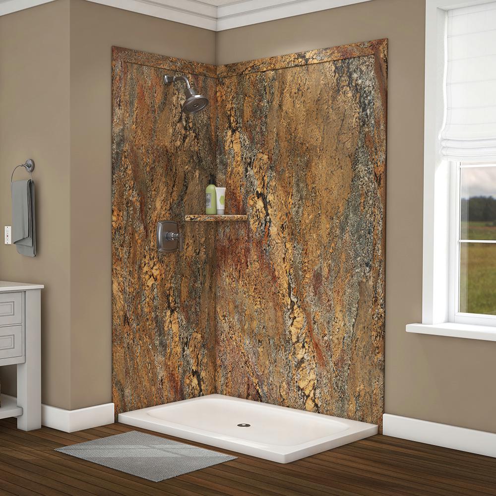 FlexStone Elegance 36 in. x 48 in. x 80 in. 7Piece Easy Up Adhesive Corner Shower Wall Surround