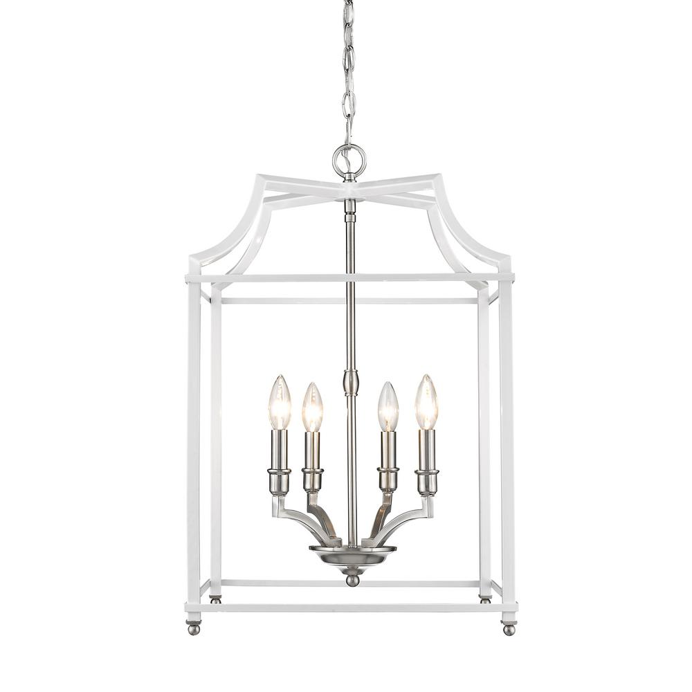 Golden Lighting Leighton 4 Light Pewter And White Pendant Golden Lighting Leighton 4 Light Pewter And White Pendant