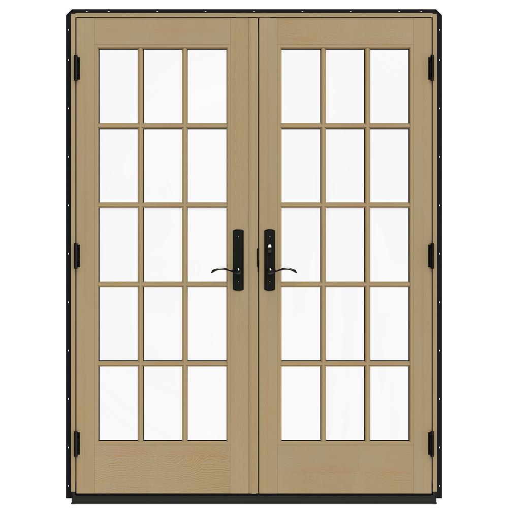 Wood French Patio Door Doors Exterior The Home Depot 60 In X 80 W 4500 Black Clad Wood Left Hand