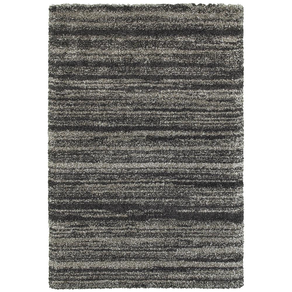 Hazel Grey/Charcoal 5 ft. x 8 ft. Striped Area Rug 016407 - The Home Depot