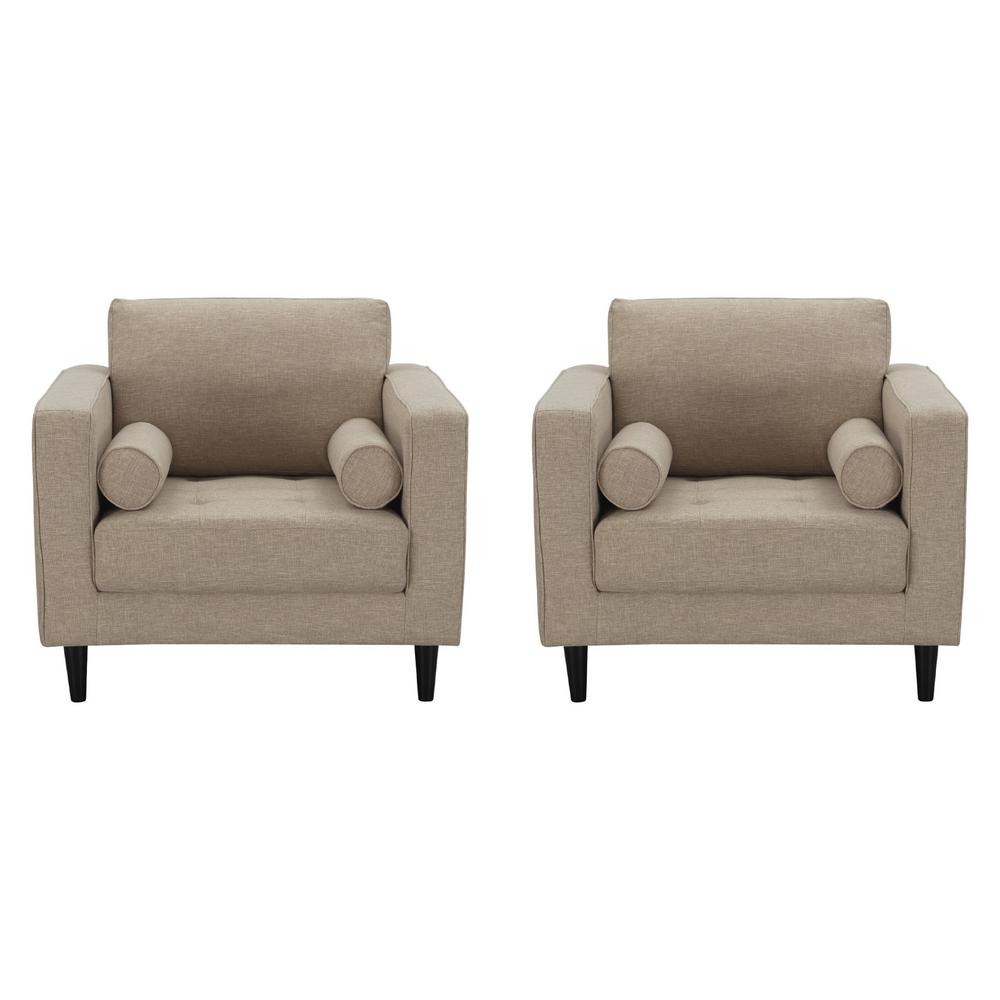 Manhattan Comfort Arthur Tan Brown Tweed Armchairs Set Of 2 2