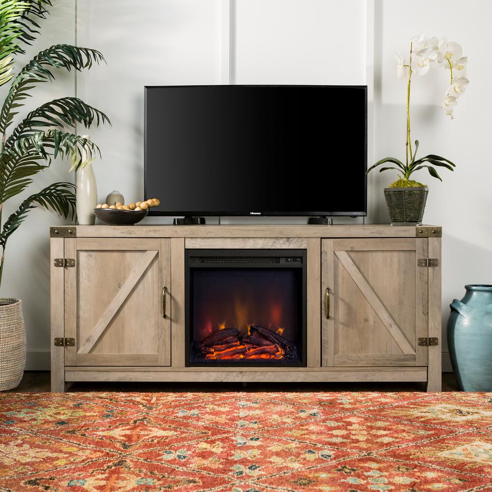 Chatham Barn Door Fireplace Tv Stand Console