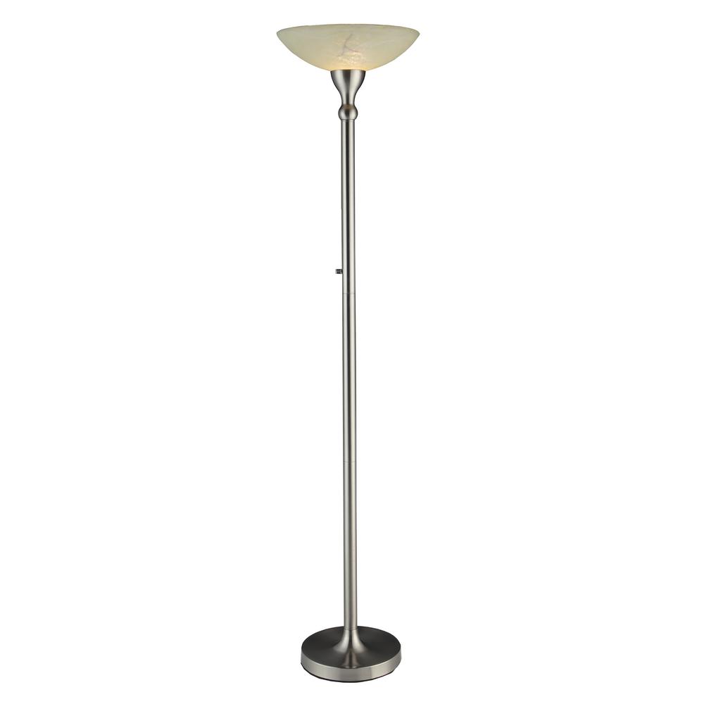 ARTIVA 71 in. LED Torchiere Satin Nickel Floor Lamp with Hand-Painted