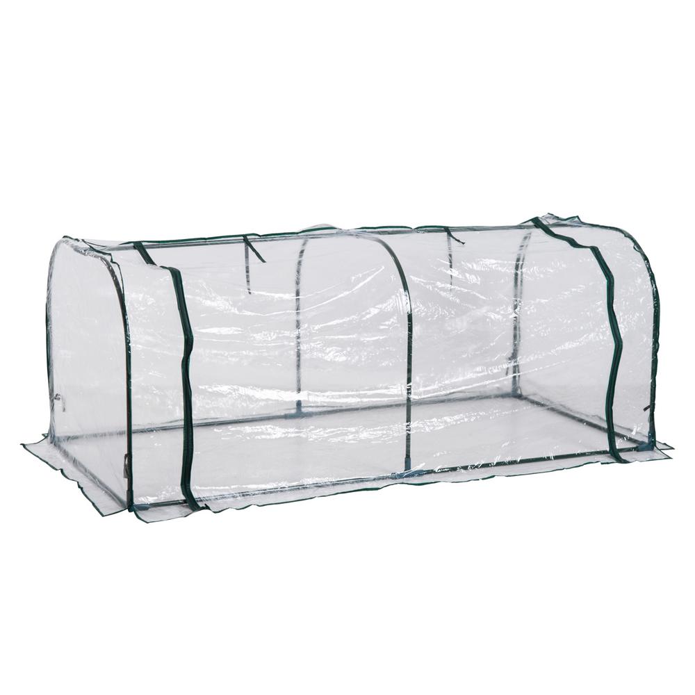 Outsunny 3 ft. W x 7 ft. L x 2.5 ft. H PVC Metal Tunnel Greenhouse Kit ...