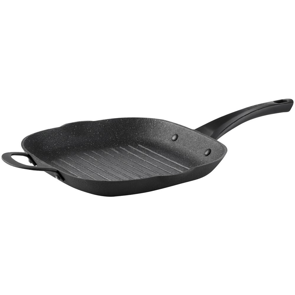 The Rock 11 in. x 11 in. Cast Iron Grill Pan, Black