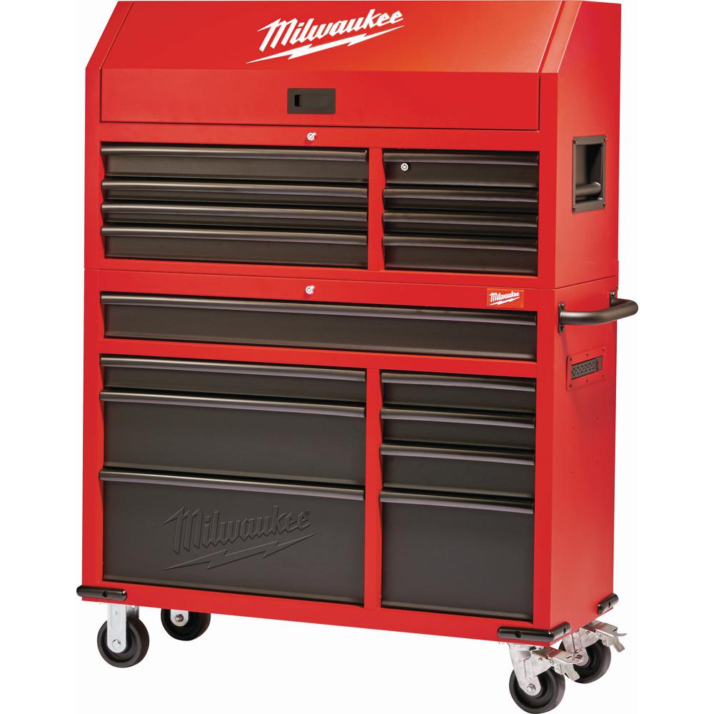 Milwaukee Steel Tool Chest 46In 16 Drawer Rolling Cabinet Set Textured ...