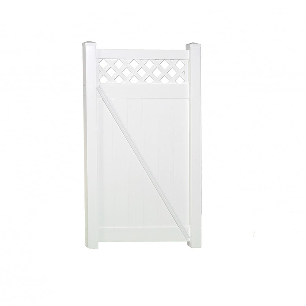 Weatherables Augusta 3 7 Ft X 7 Ft White Vinyl Privacy Fence Gate Kit Swpr 3r 7x44 5 The Home Depot