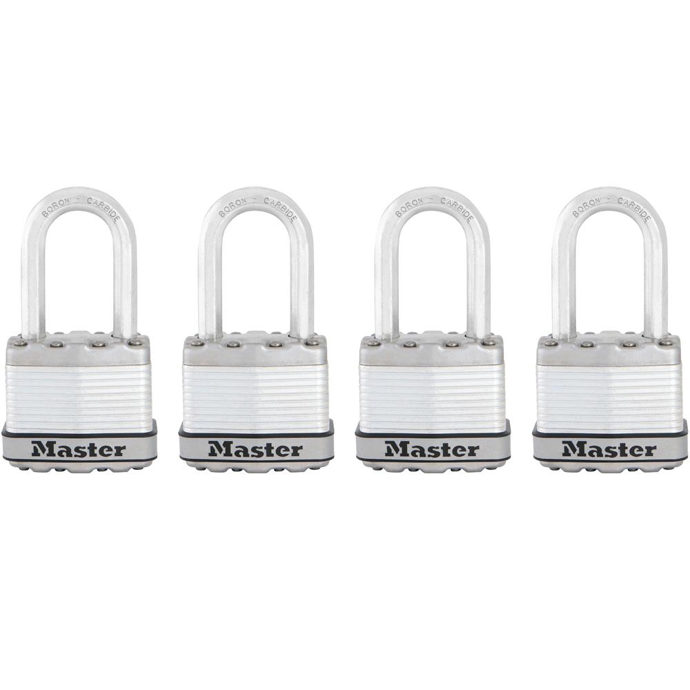 Master Lock M1xqlf Magnum 1 3 4 In Wide Laminated Steel Keyed Padlock With 1 1 2 In Extra Long Shackle 4 Pack M1xqlfccsen The Home Depot