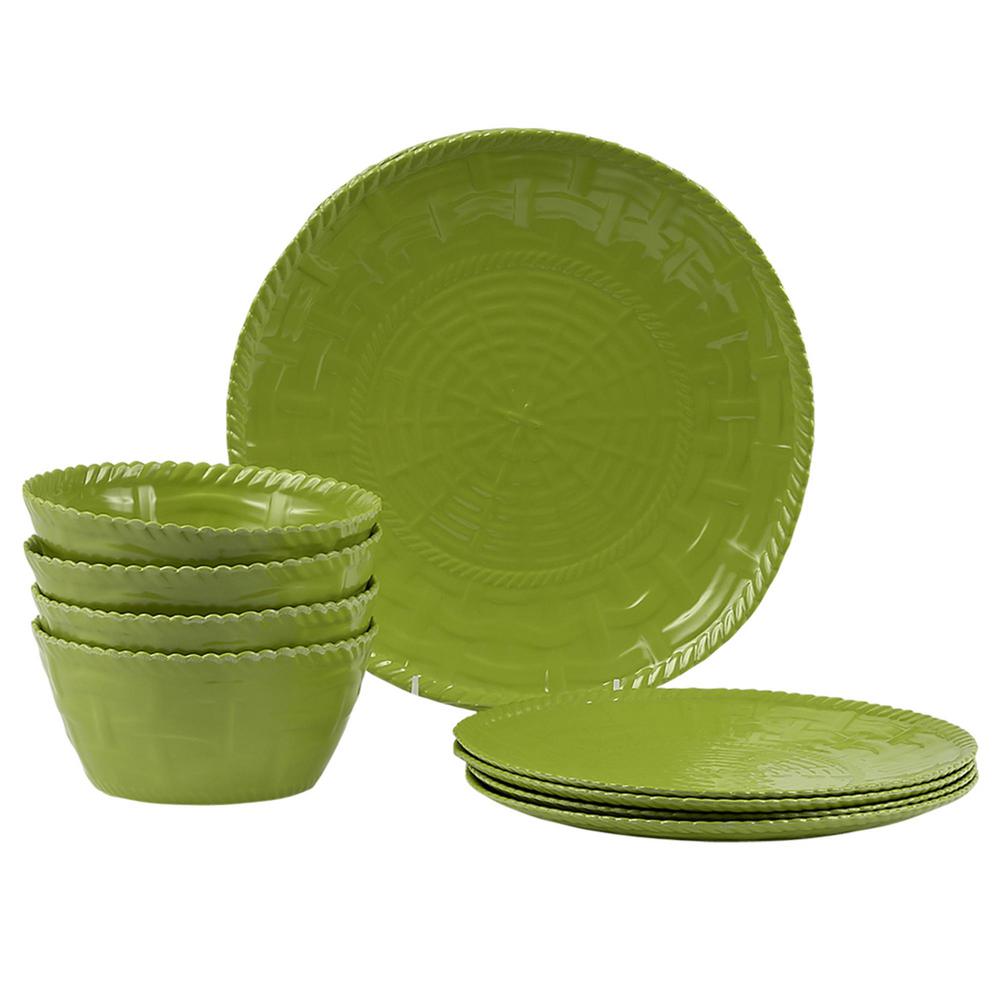 Encore Woven 12Piece Sage Green Dinnerware Set 50004 The Home Depot