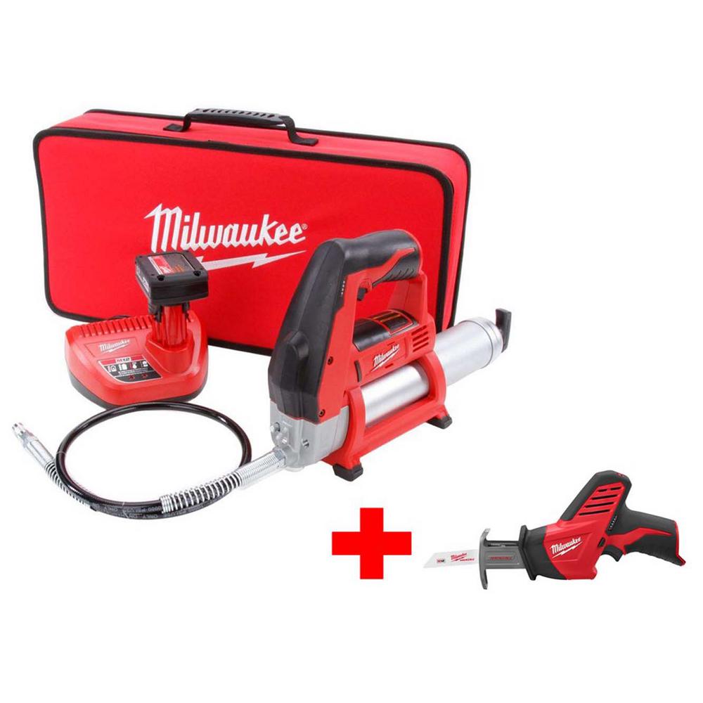 Milwaukee M12 12-Volt Lithium-Ion Cordless Grease Gun XC Kit with Free M12... by Milwaukee