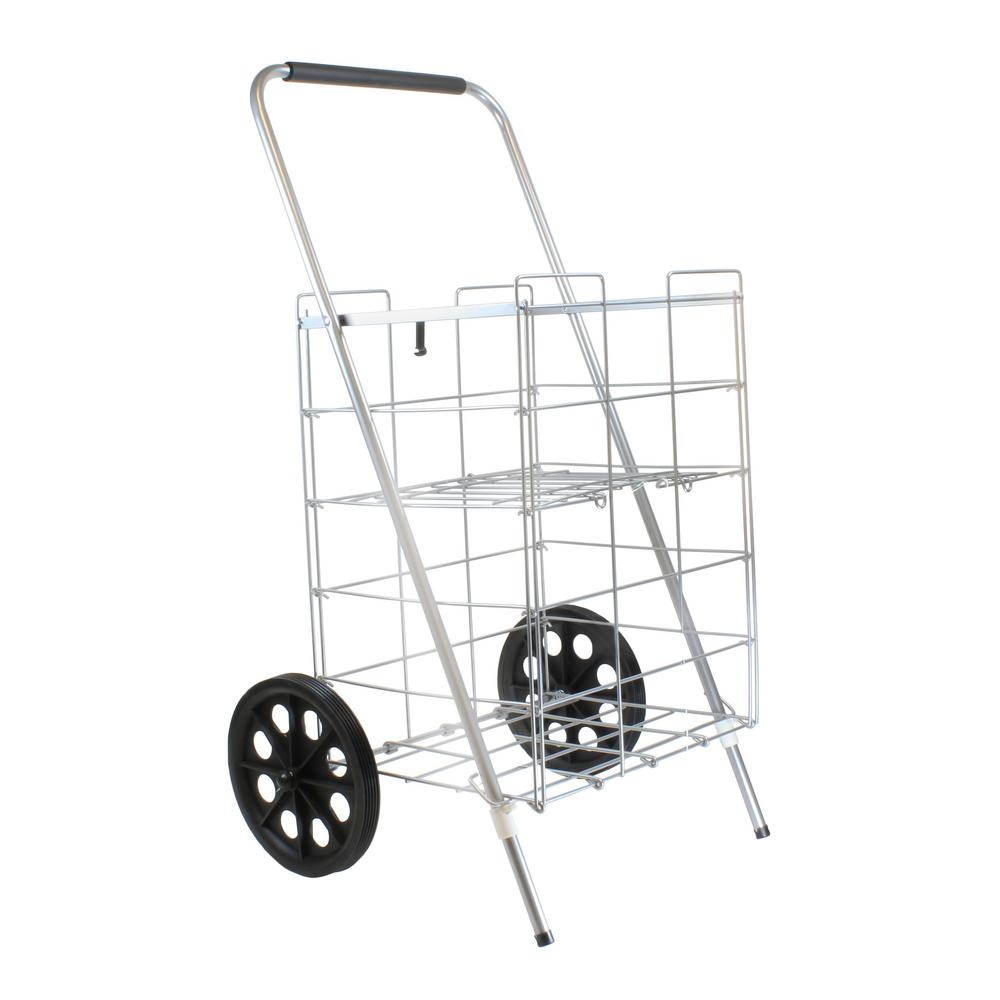 Helping Hand Silver Metal Cleaning Cart with Pop n. Shop Feature