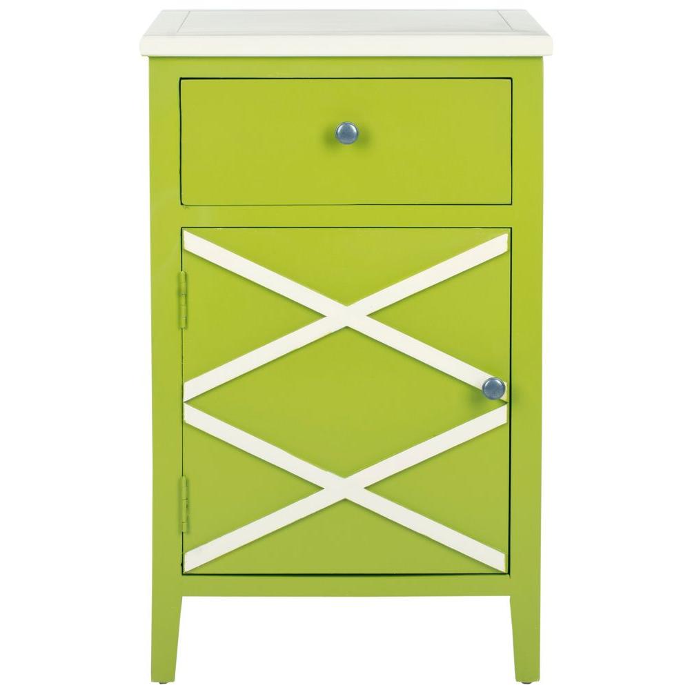 Lime Green Accent Tables Living Room Furniture The Home Depot Alan Lime Green And White Storage End Table