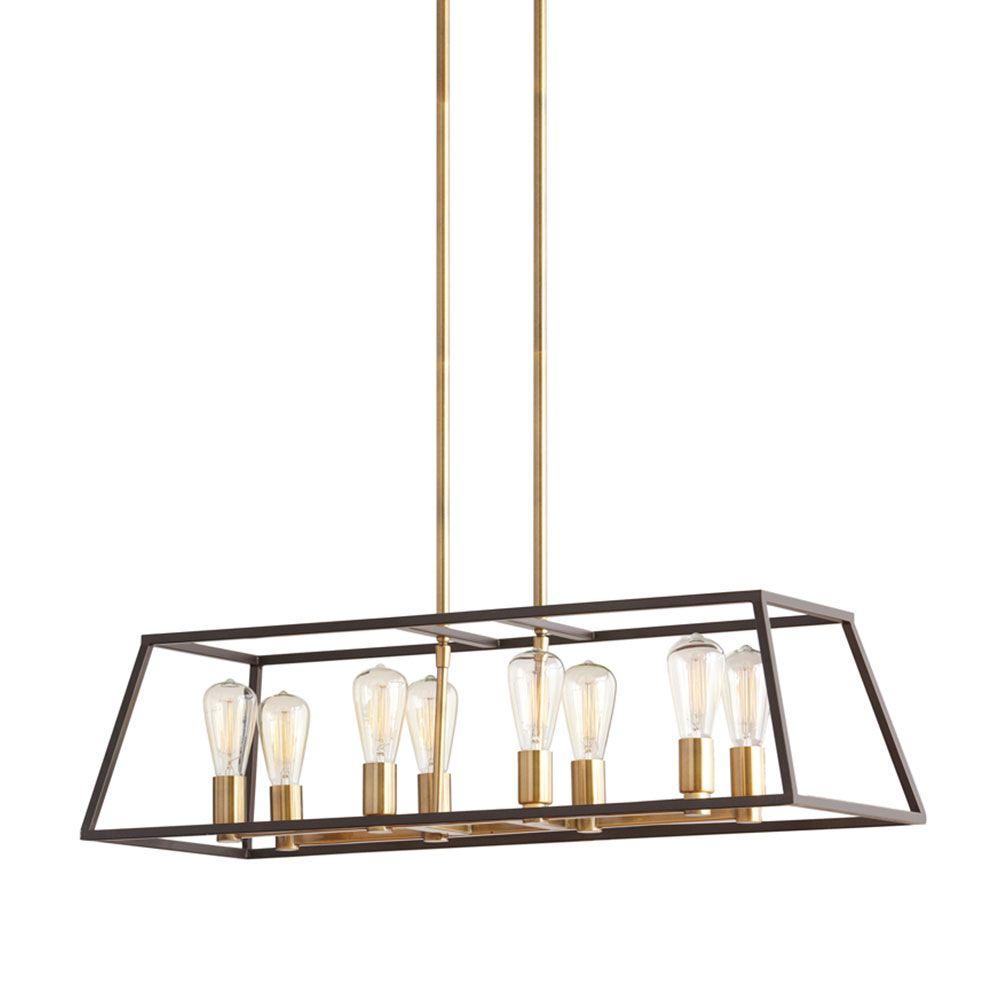 monteaux lighting retro 8-light antique brass with dark bronze