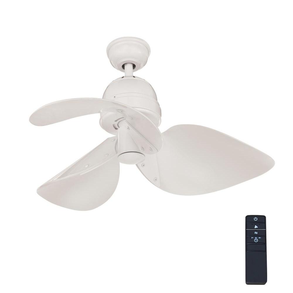 White 3 Blades Small Room Ceiling Fans Lighting The Home Depot Kyland 32 In Indoor White Ceiling Fan With Remote Control Brushed