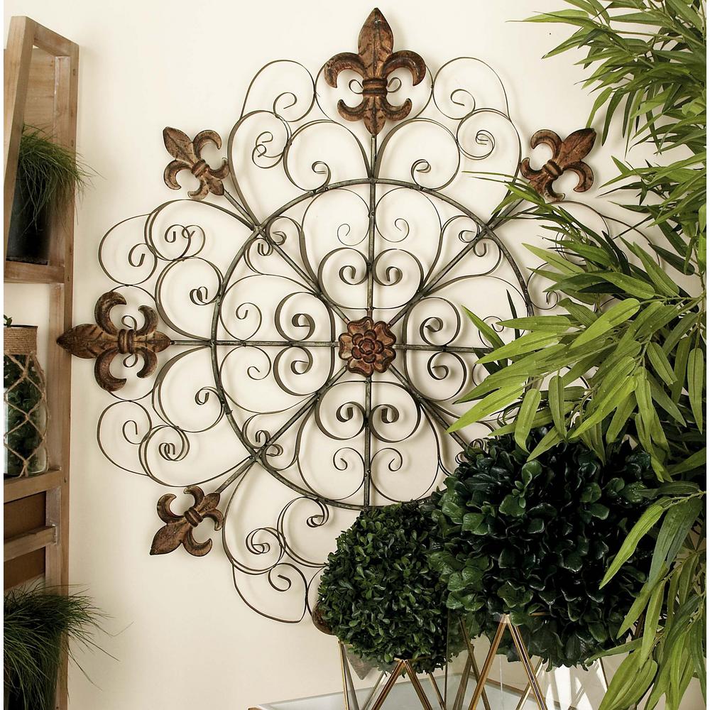 Litton Lane 42 in. FrenchInspired BronzeFinished Iron Fleur de Lis