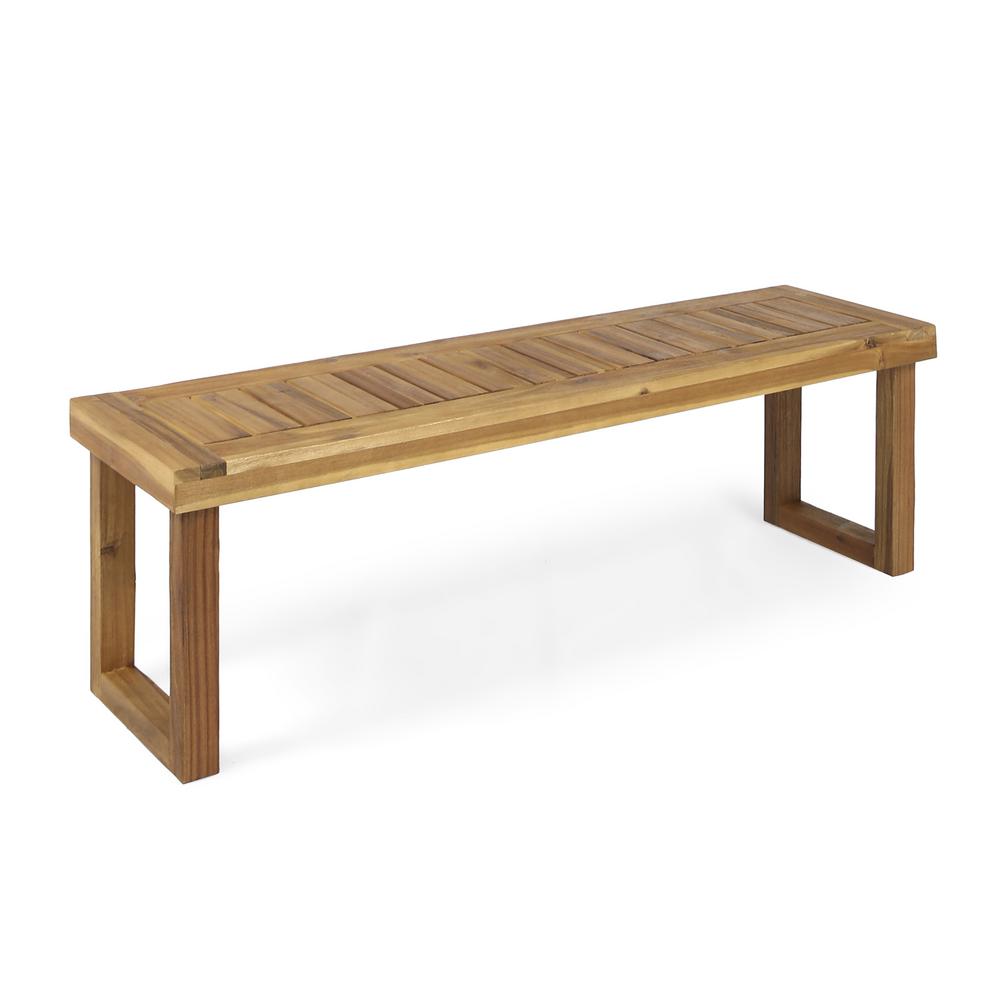 Noble House Tegan 60 in. Sandblast Natural Wood Outdoor Bench-306123 ...