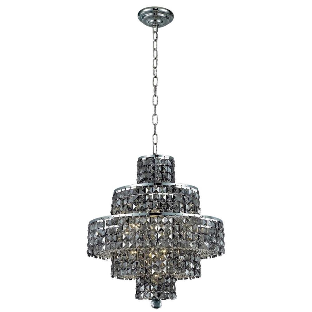 Elegant Lighting 13 Light Chrome Chandelier With Silver Shade Grey Elegant Lighting 13 Light Chrome Chandelier With Silver Shade Grey Crystal