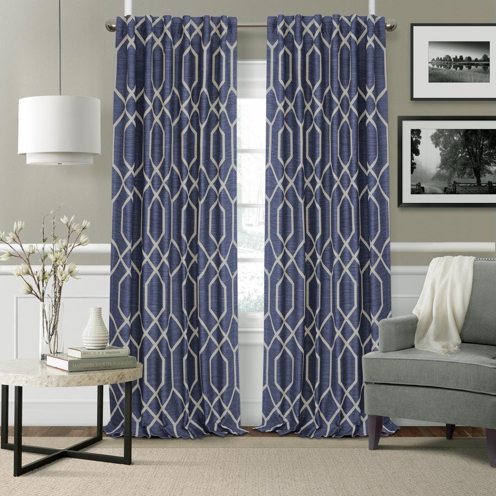 Elrene Devin Geometric Room Darkening Window Curtain 22795nav