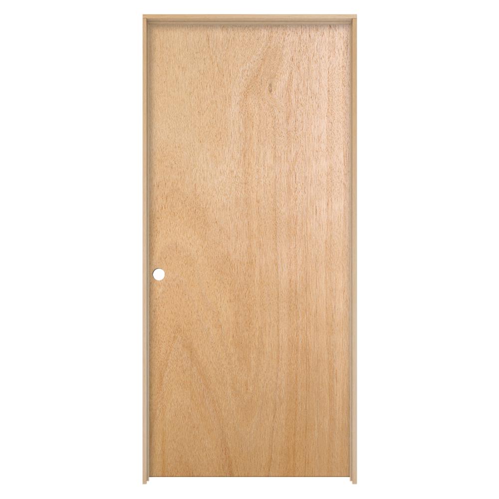 JELDWEN 18 in. x 80 in. Unfinished Reversible Flush Hardwood Single Prehung Interior Door
