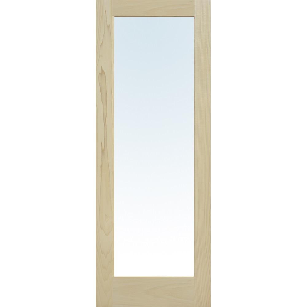 Mmi Door 24 In X 96 In Unfinished Poplar Wood 1 Lite Clear Glass Interior Door Slab