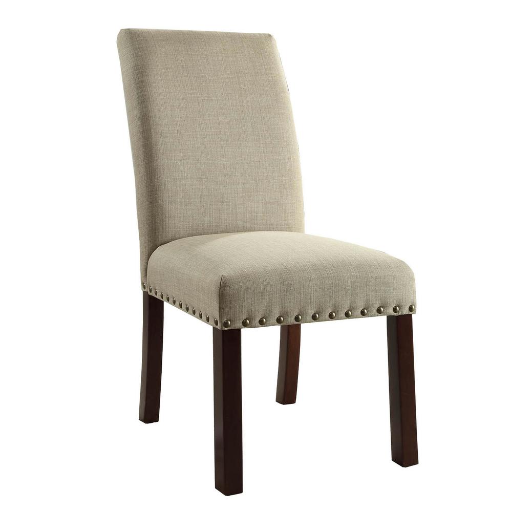 Homepop Linen Natural Tan Nail Head Parsons Chairs K6380 F1326 The Homepop Linen Natural Tan Nail Head Parsons Chairs