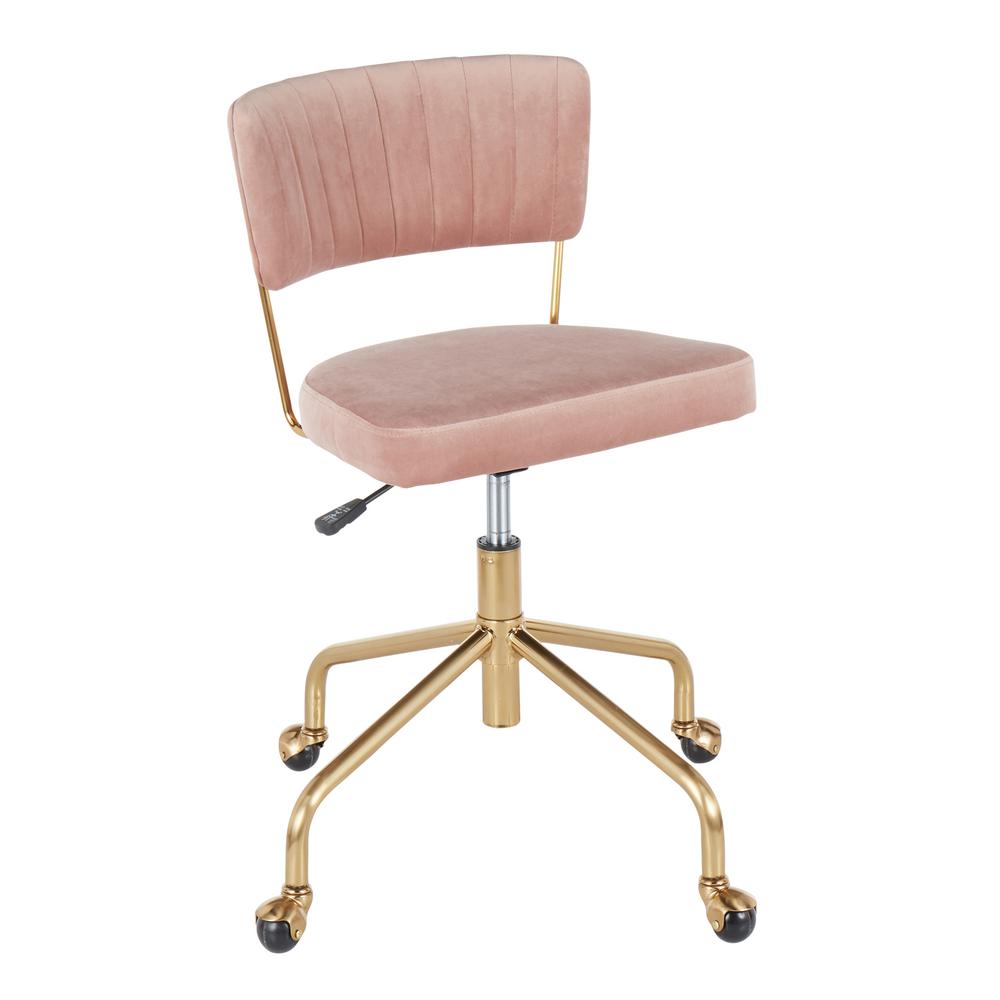 Lumisource Tania Gold Task Chair Pink Velvet Oc Tania Auvpk The Home Depot